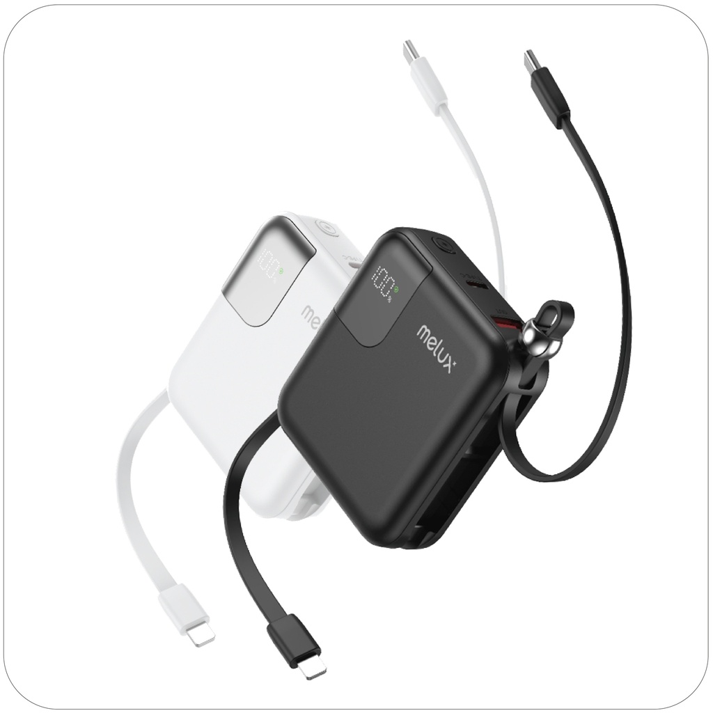 melux 10000mAh Power Bank Fast Charging USB C Lightning Cable