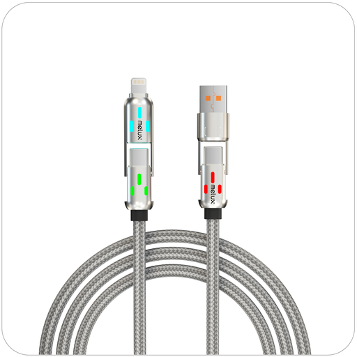 4-in-1 USB Fast Charging Cable 60W RGB LED Braided 2m - Melux