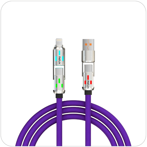[easy_Connect561h_16] 4-in-1 USB Fast Charging Cable 60W LED Indicator Silicone 1.2m - Melux